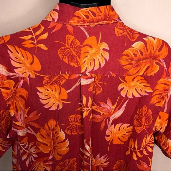 Medium Mens IZOD Silk Red/orange Tropical Hawaiian Shirt Washable Rockabilly - Picture 4 of 13